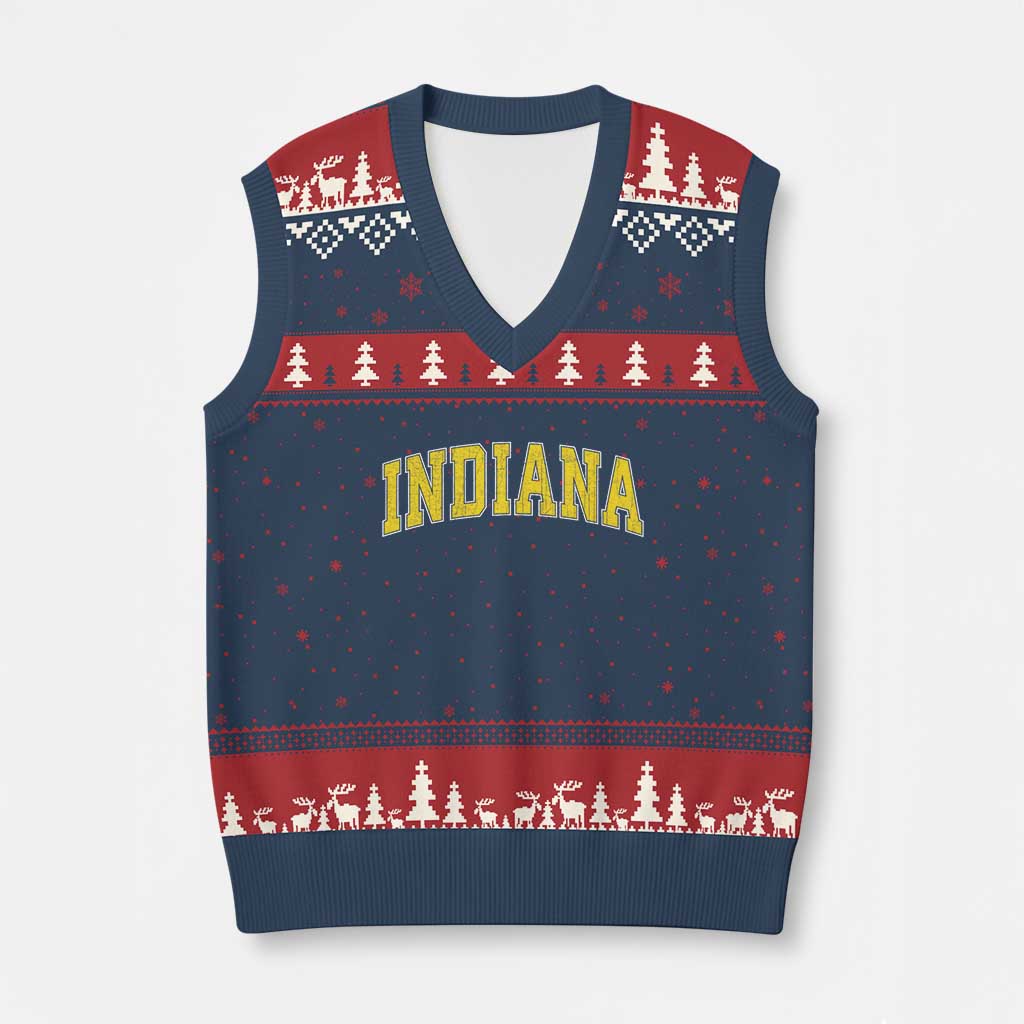 Vintage Indiana IN V-Neck Knit Sweater Vest Retro Throwback Design Classic Yellow Athletic Sports TS02 Navy Red Print Your Wear
