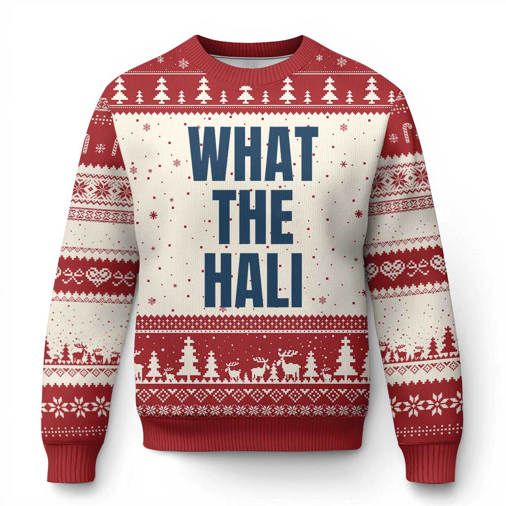 What The Hali Ugly Christmas Sweater Indiana Hoosier Funny Basketball Overrated TS02 Beige Red Print Your Wear