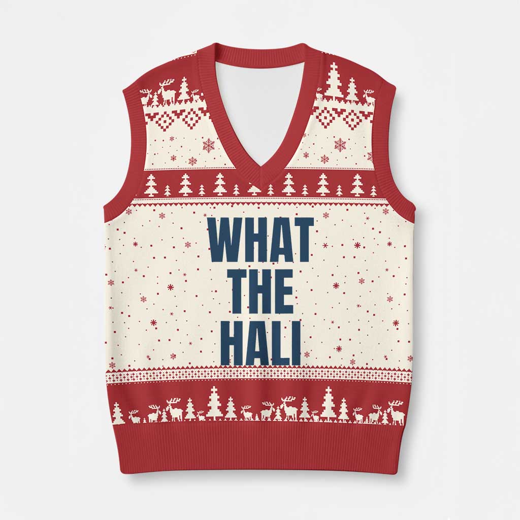What The Hali V-Neck Knit Sweater Vest Indiana Hoosier Funny Basketball Overrated TS02 Beige Red Print Your Wear