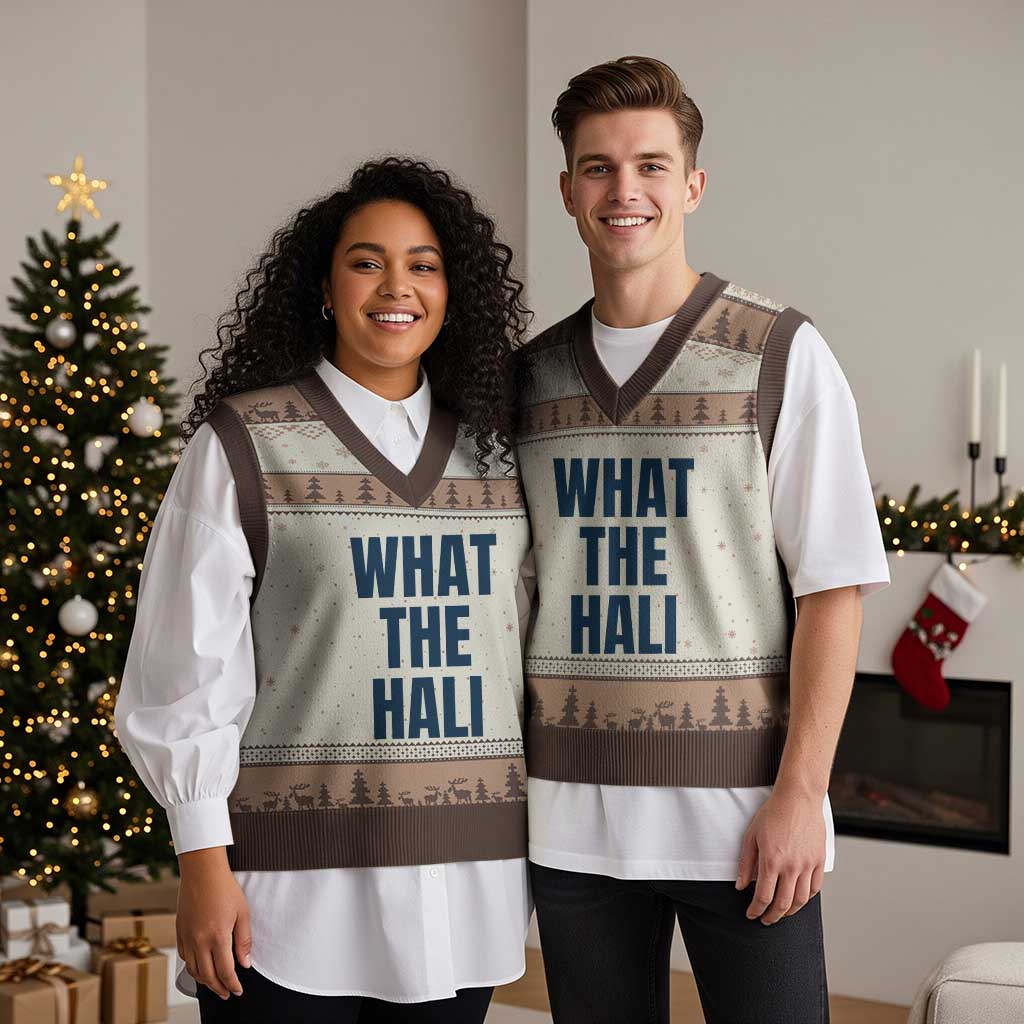 What The Hali V-Neck Knit Sweater Vest Indiana Hoosier Funny Basketball Overrated TS02 Mocha Mousse Print Your Wear