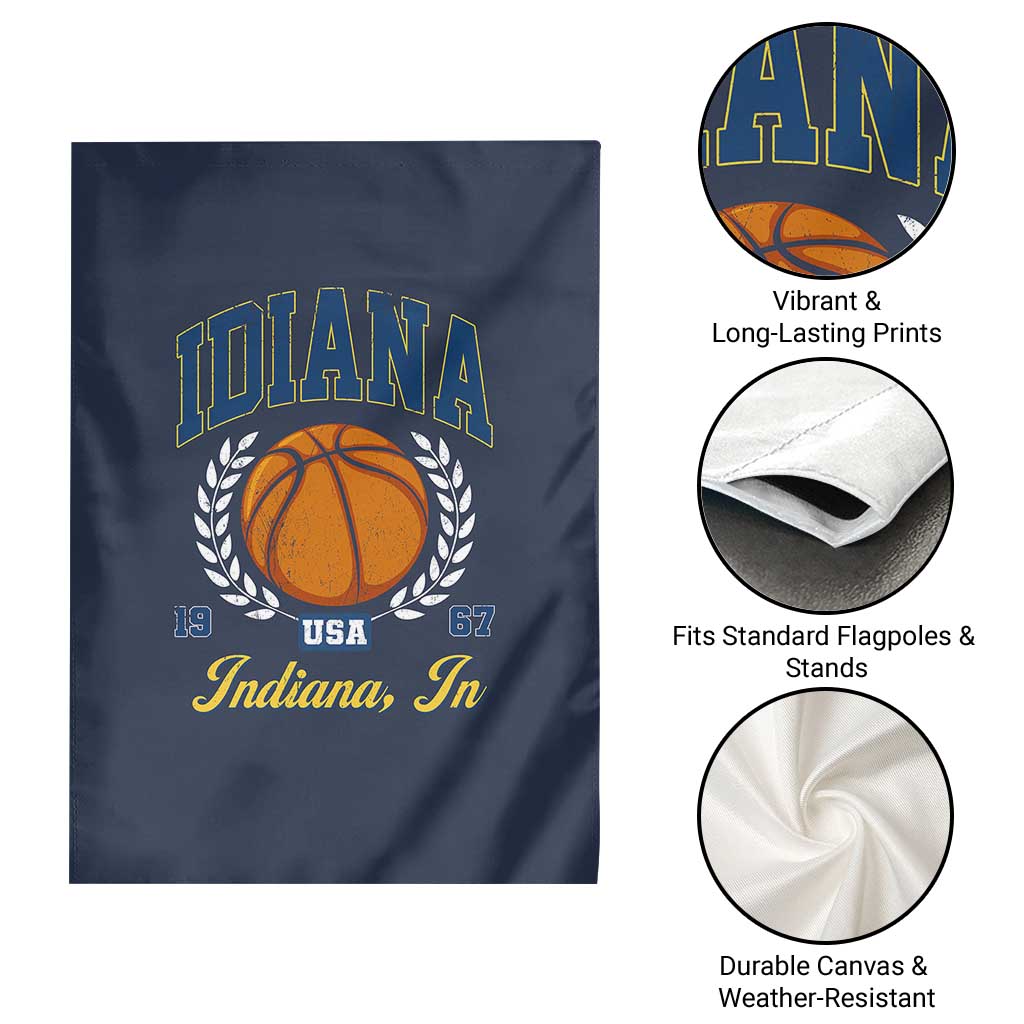 Vintage Indiana Basketball Graphic Garden Flag Retro 1967 Sports Indianapolis IN Fan TS02 Print Your Wear