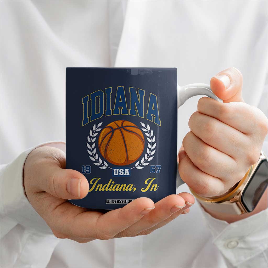 Vintage Indiana Basketball Graphic Coffee Mug Retro 1967 Sports Indianapolis IN Fan TS02 Print Your Wear