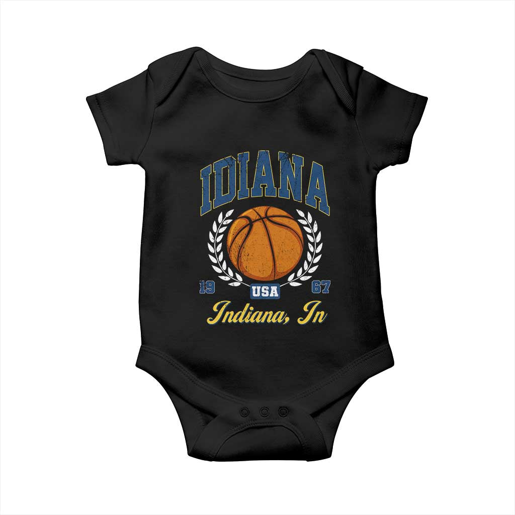 Vintage Indiana Basketball Graphic Baby Onesie Retro 1967 Sports Indianapolis IN Fan TS02 Black Print Your Wear