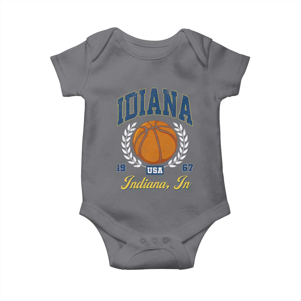 Vintage Indiana Basketball Graphic Baby Onesie Retro 1967 Sports Indianapolis IN Fan TS02 Charcoal Print Your Wear