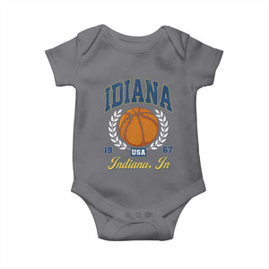 Vintage Indiana Basketball Graphic Baby Onesie Retro 1967 Sports Indianapolis IN Fan TS02 Charcoal Print Your Wear