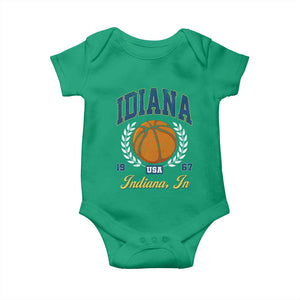 Vintage Indiana Basketball Graphic Baby Onesie Retro 1967 Sports Indianapolis IN Fan TS02 Irish Green Print Your Wear