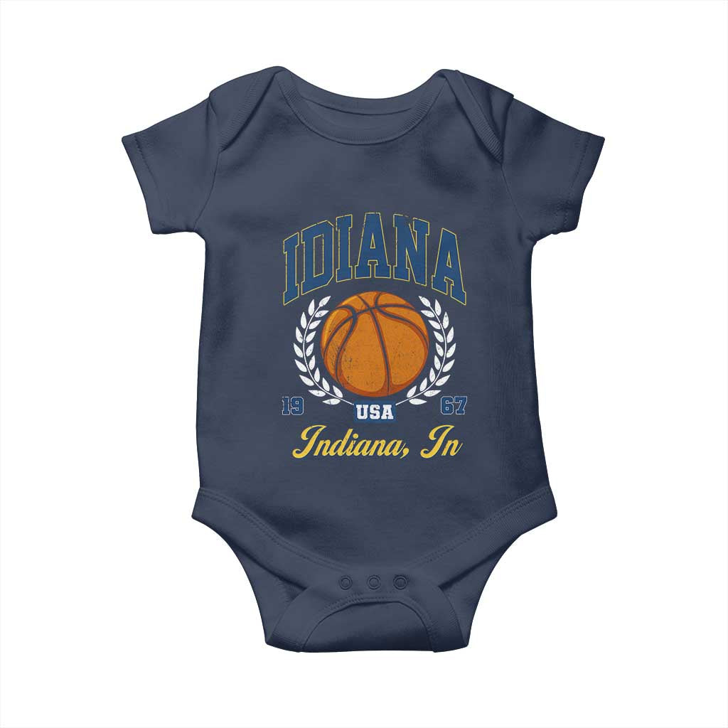 Vintage Indiana Basketball Graphic Baby Onesie Retro 1967 Sports Indianapolis IN Fan TS02 Navy Print Your Wear