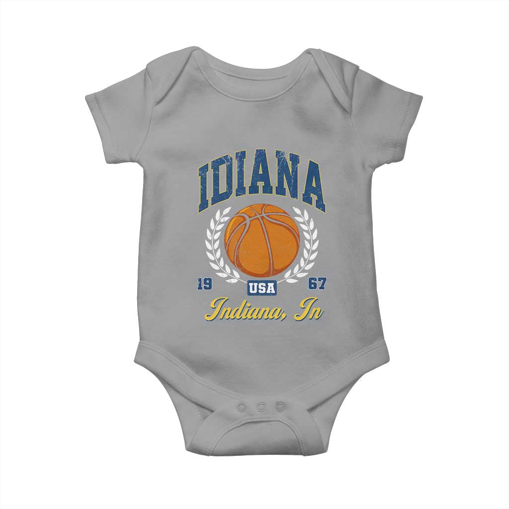 Vintage Indiana Basketball Graphic Baby Onesie Retro 1967 Sports Indianapolis IN Fan TS02 Sport Gray Print Your Wear