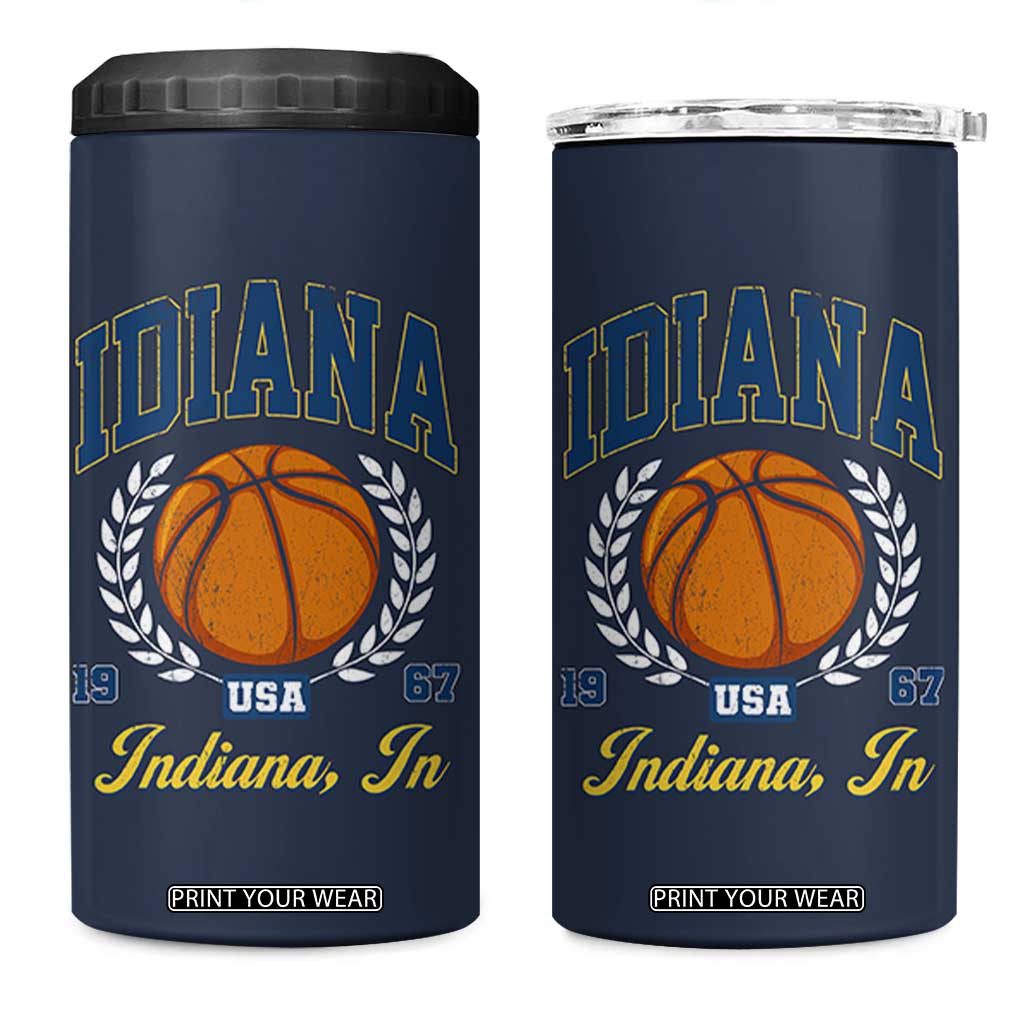 Vintage Indiana Basketball Graphic 4 in 1 Can Cooler Tumbler Retro 1967 Sports Indianapolis IN Fan TS02 One Size: 16 oz Navy Print Your Wear