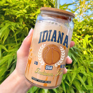 Vintage Indiana Basketball Graphic Glass Can Retro 1967 Sports Indianapolis IN Fan TS02 Navy Print Your Wear