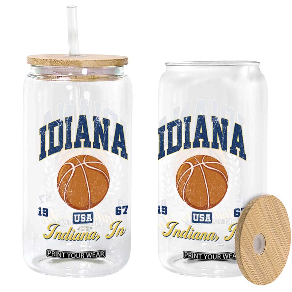 Vintage Indiana Basketball Graphic Glass Can Retro 1967 Sports Indianapolis IN Fan TS02 Print Your Wear
