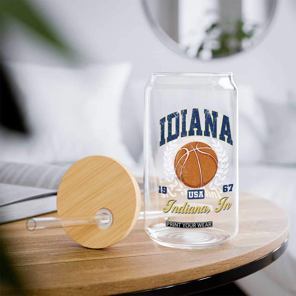 Vintage Indiana Basketball Graphic Glass Can Retro 1967 Sports Indianapolis IN Fan TS02 Print Your Wear