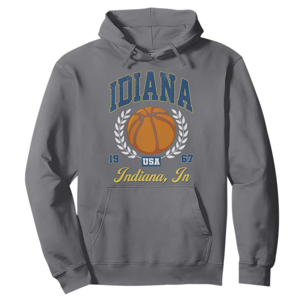 Vintage Indiana Basketball Graphic Hoodie Retro 1967 Sports Indianapolis IN Fan TS02 Charcoal Print Your Wear
