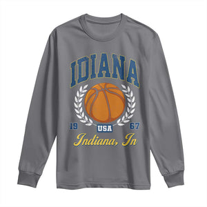 Vintage Indiana Basketball Graphic Long Sleeve Shirt Retro 1967 Sports Indianapolis IN Fan TS02 Charcoal Print Your Wear