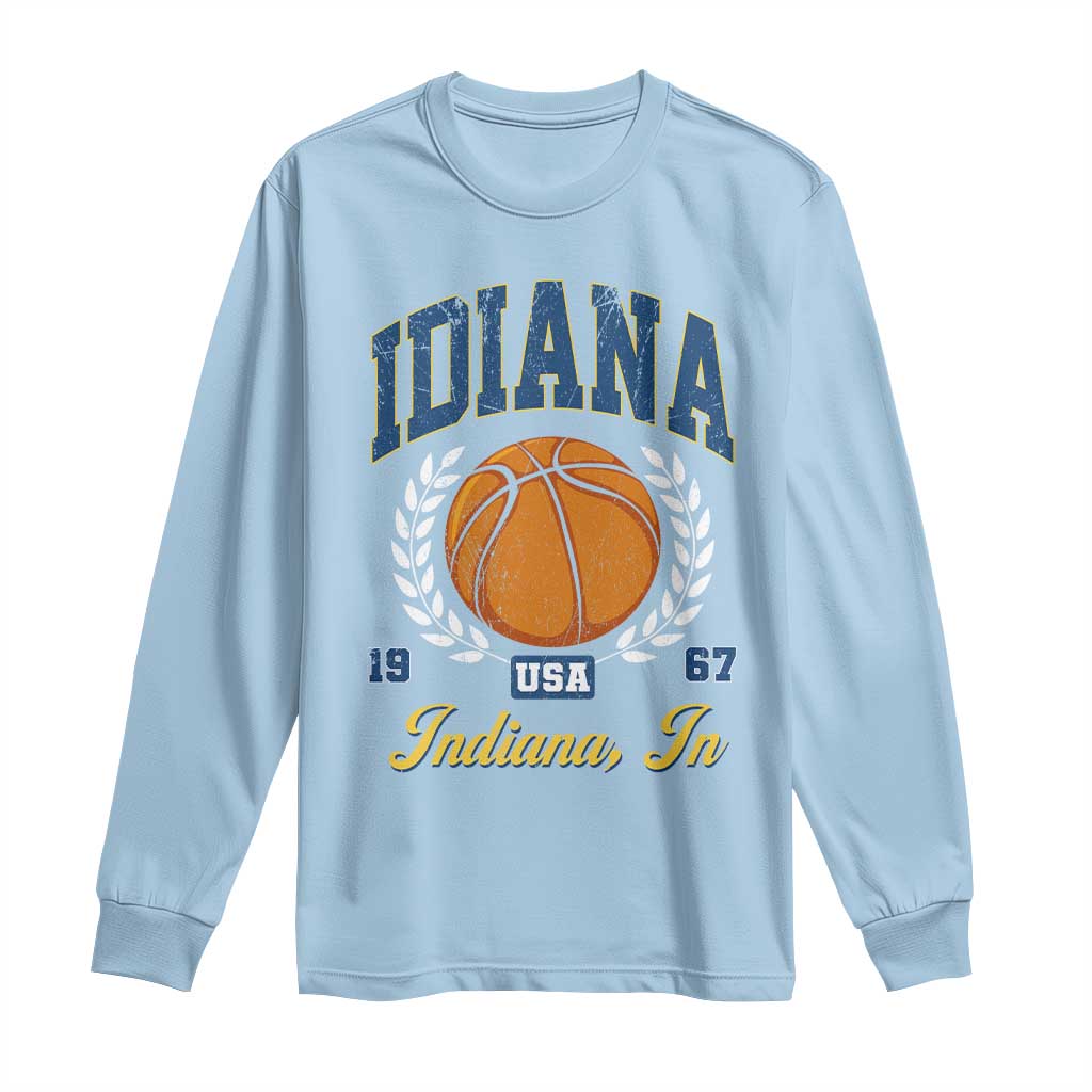 Vintage Indiana Basketball Graphic Long Sleeve Shirt Retro 1967 Sports Indianapolis IN Fan TS02 Light Blue Print Your Wear