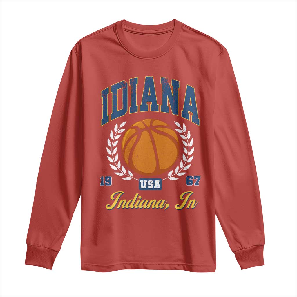 Vintage Indiana Basketball Graphic Long Sleeve Shirt Retro 1967 Sports Indianapolis IN Fan TS02 Red Print Your Wear