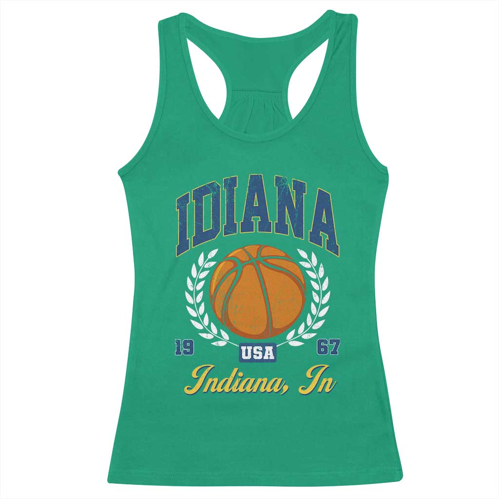 Vintage Indiana Basketball Graphic Racerback Tank Top Retro 1967 Sports Indianapolis IN Fan TS02 Irish Green Print Your Wear