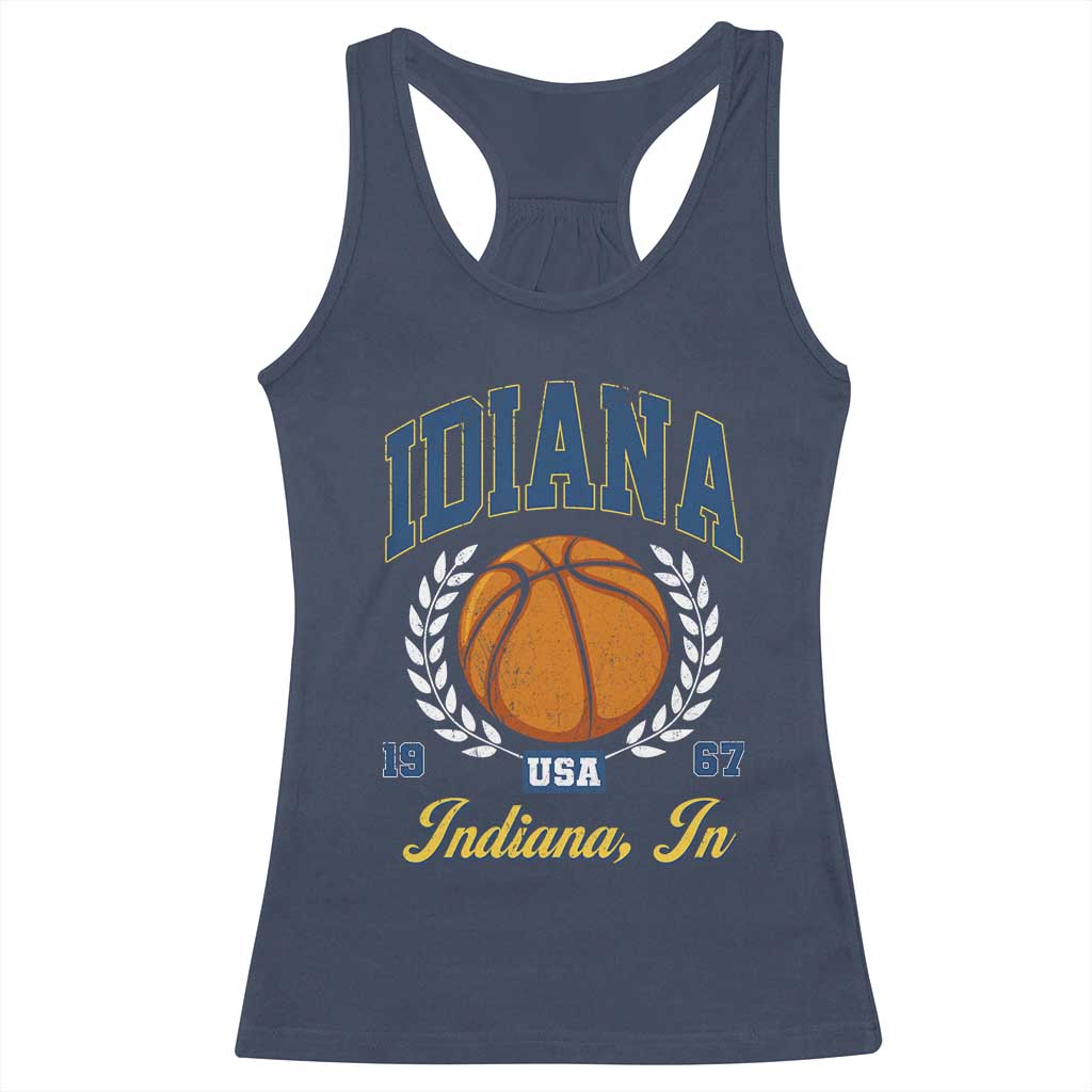 Vintage Indiana Basketball Graphic Racerback Tank Top Retro 1967 Sports Indianapolis IN Fan TS02 Navy Print Your Wear