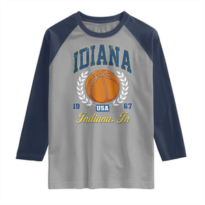 Vintage Indiana Basketball Graphic Raglan Shirt Retro 1967 Sports Indianapolis IN Fan TS02 Sport Gray Navy Print Your Wear