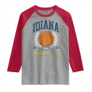 Vintage Indiana Basketball Graphic Raglan Shirt Retro 1967 Sports Indianapolis IN Fan TS02 Sport Gray Red Print Your Wear