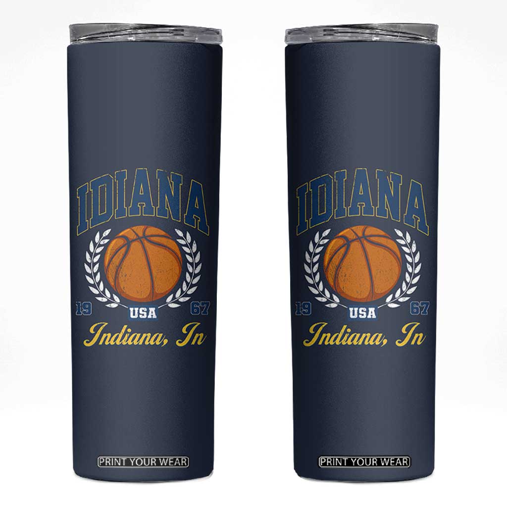 Vintage Indiana Basketball Graphic Skinny Tumbler Retro 1967 Sports Indianapolis IN Fan TS02 Navy Print Your Wear