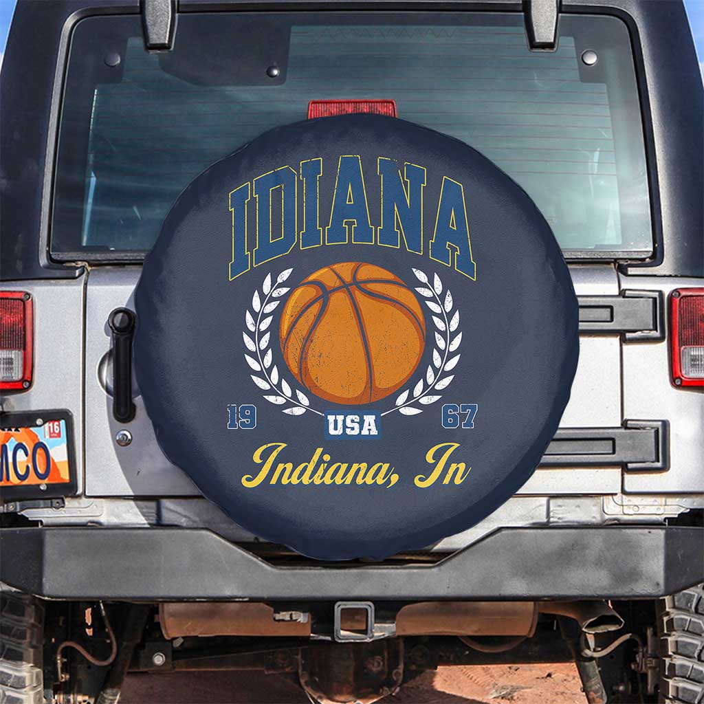Vintage Indiana Basketball Graphic Spare Tire Cover Retro 1967 Sports Indianapolis IN Fan TS02 No hole Navy Print Your Wear