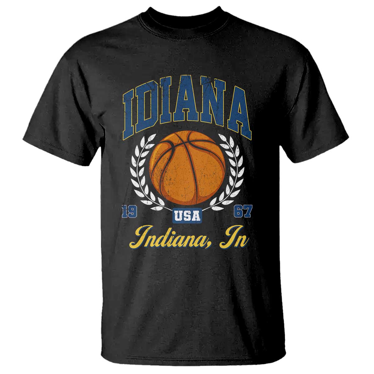 Vintage Indiana Basketball Graphic T Shirt Retro 1967 Sports Indianapolis IN Fan TS02 Black Print Your Wear