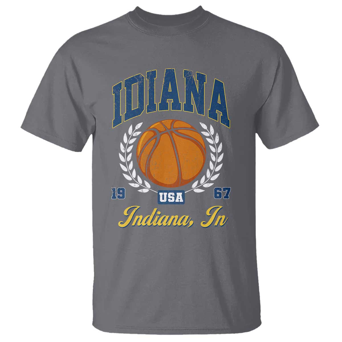 Vintage Indiana Basketball Graphic T Shirt Retro 1967 Sports Indianapolis IN Fan TS02 Charcoal Print Your Wear