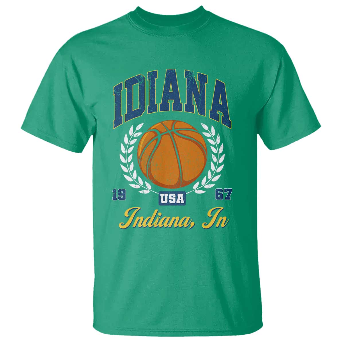Vintage Indiana Basketball Graphic T Shirt Retro 1967 Sports Indianapolis IN Fan TS02 Irish Green Print Your Wear