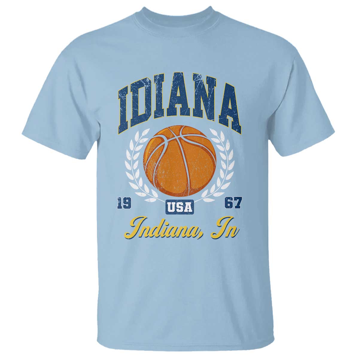 Vintage Indiana Basketball Graphic T Shirt Retro 1967 Sports Indianapolis IN Fan TS02 Light Blue Print Your Wear
