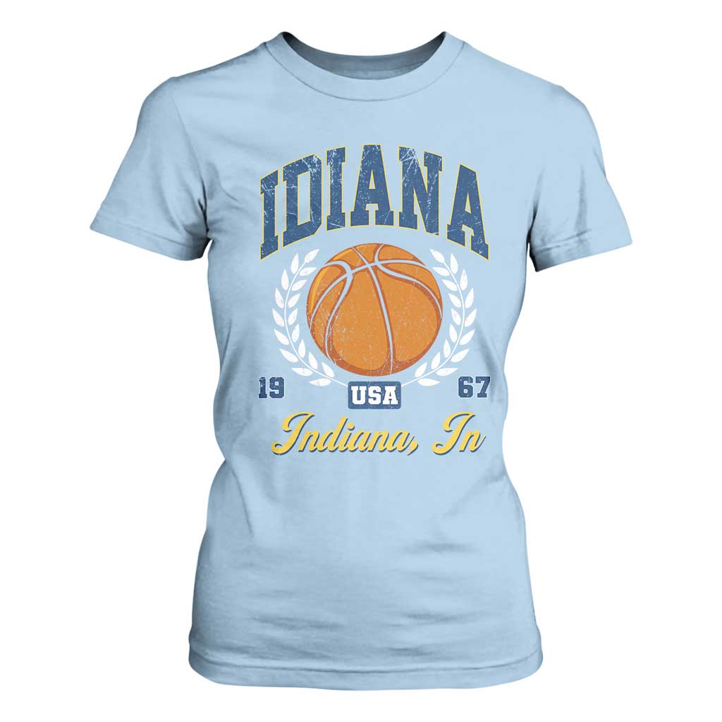 Vintage Indiana Basketball Graphic T Shirt For Women Retro 1967 Sports Indianapolis IN Fan TS02 Light Blue Print Your Wear