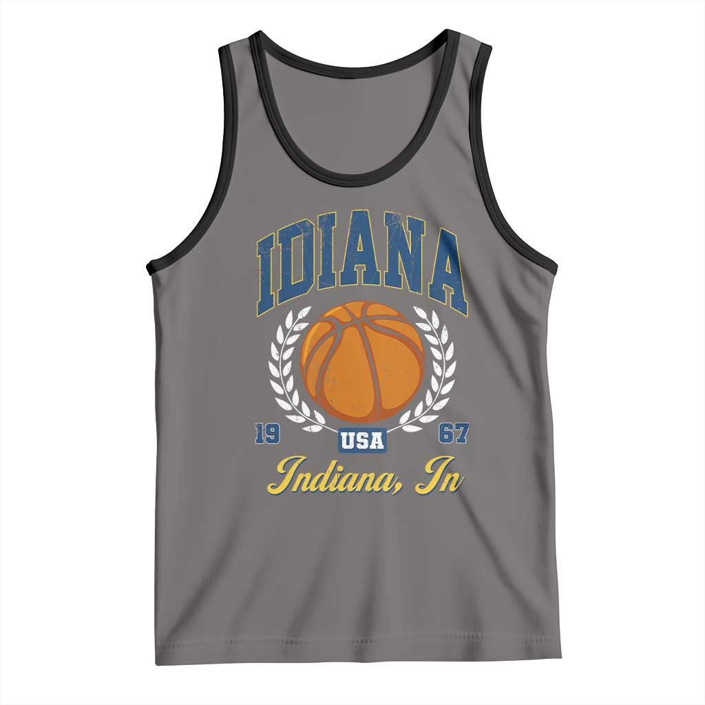 Vintage Indiana Basketball Graphic Tank Top Retro 1967 Sports Indianapolis IN Fan TS02 Deep Heather Black Print Your Wear