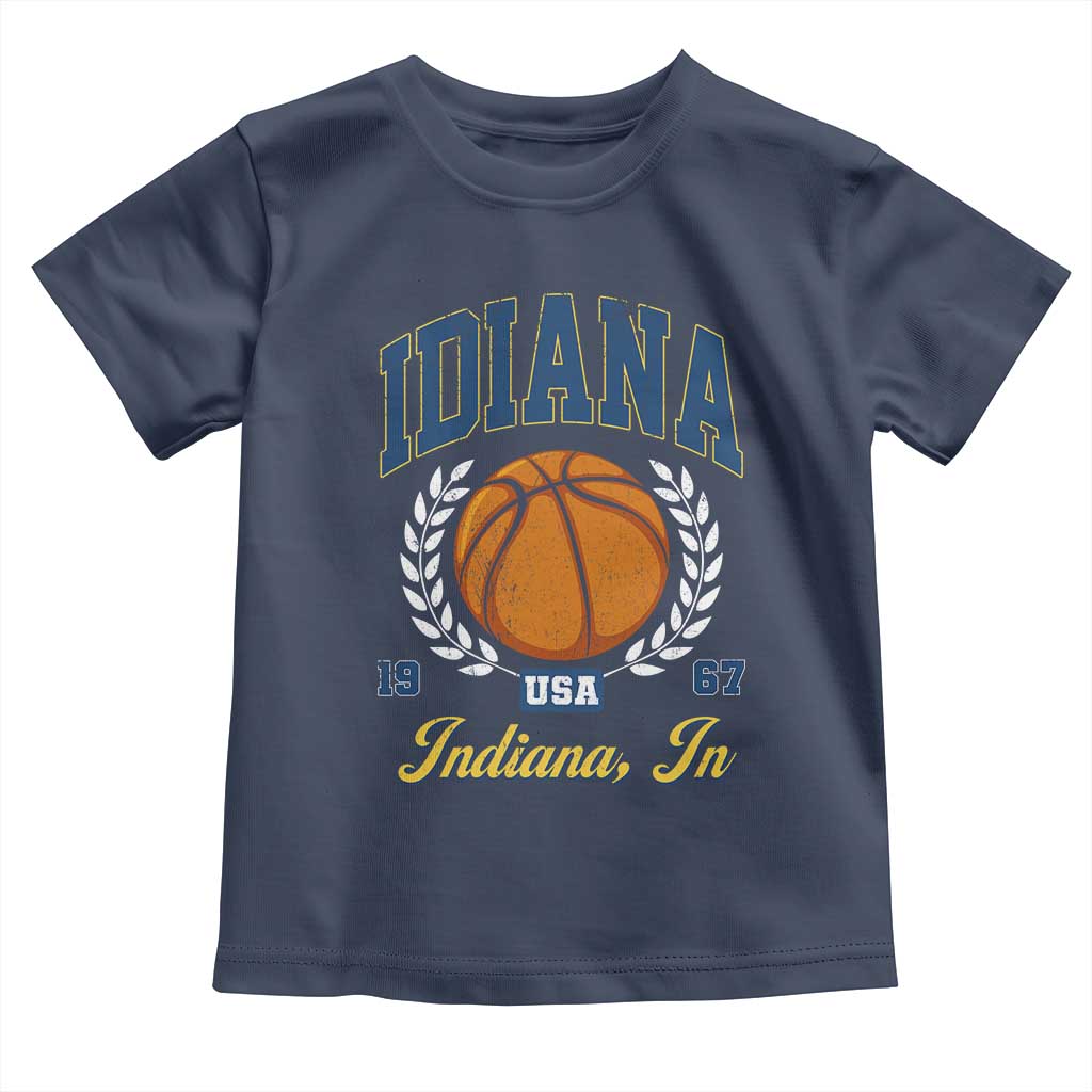 Vintage Indiana Basketball Graphic Toddler T Shirt Retro 1967 Sports Indianapolis IN Fan TS02 Navy Print Your Wear