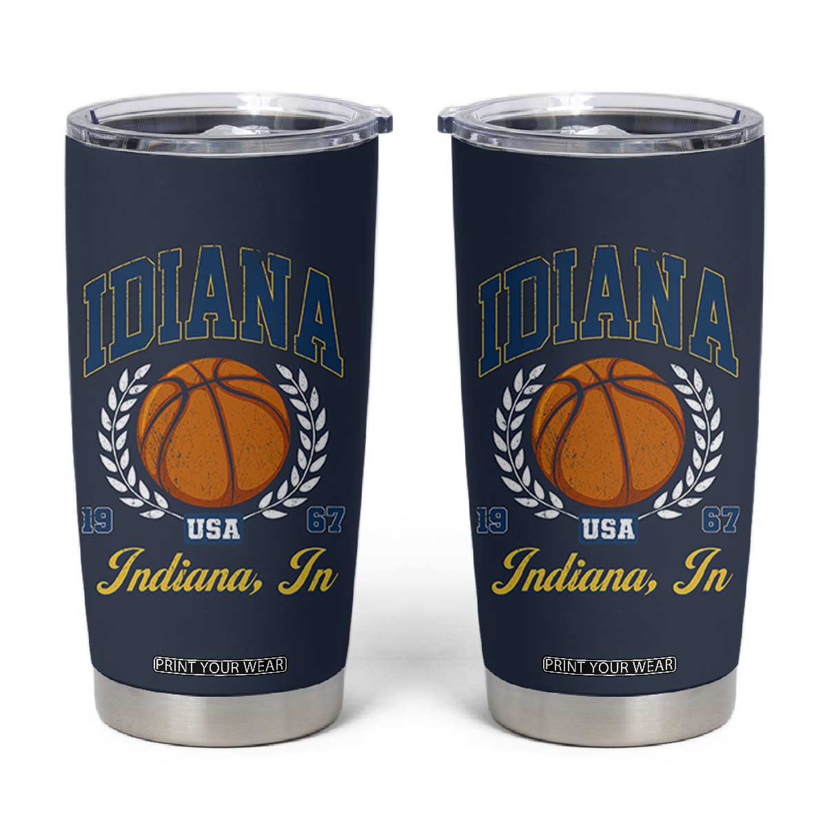 Vintage Indiana Basketball Graphic Tumbler Cup Retro 1967 Sports Indianapolis IN Fan TS02 Navy Print Your Wear