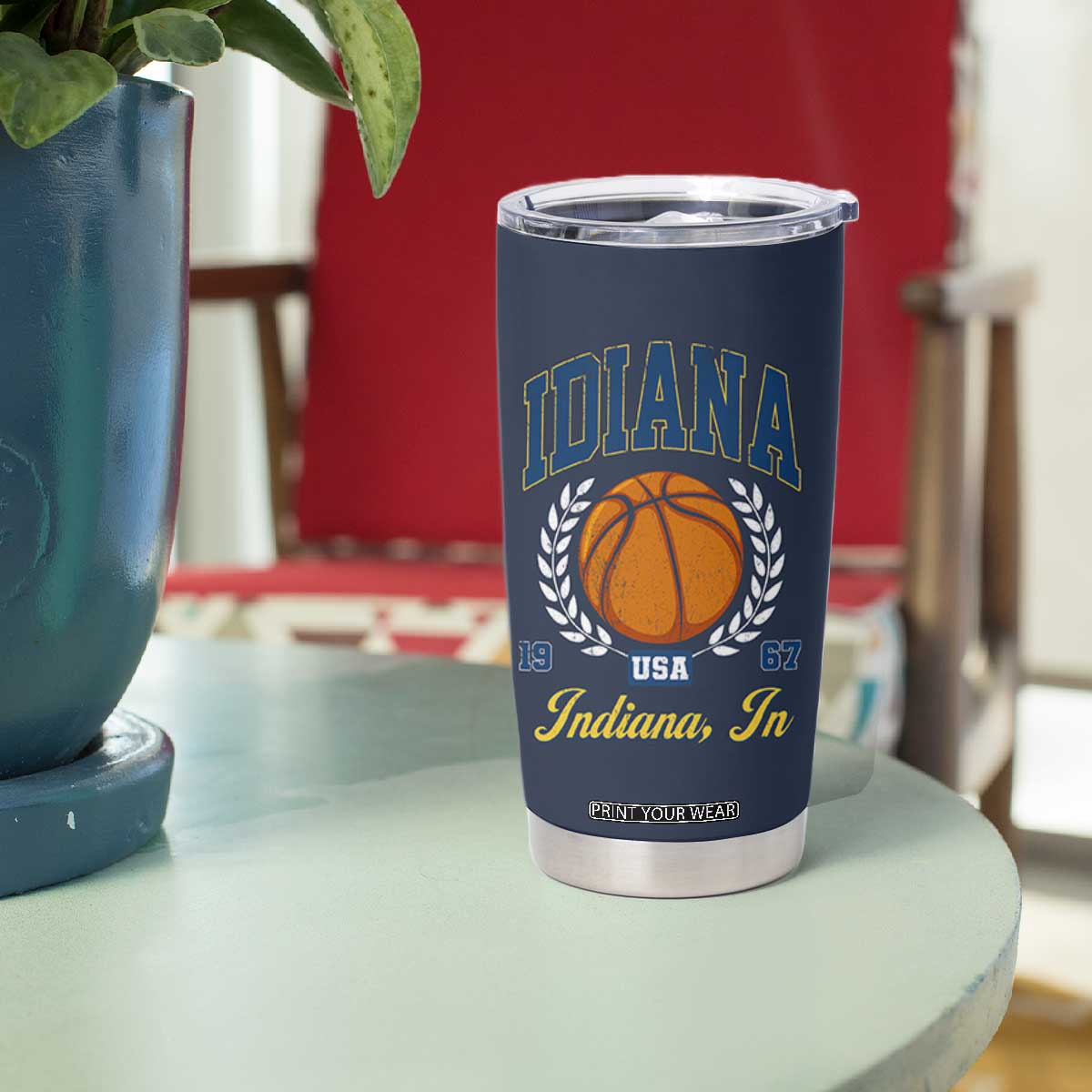 Vintage Indiana Basketball Graphic Tumbler Cup Retro 1967 Sports Indianapolis IN Fan TS02 Print Your Wear