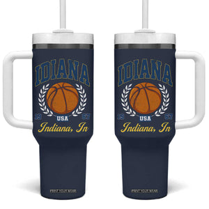 Vintage Indiana Basketball Graphic Tumbler With Handle Retro 1967 Sports Indianapolis IN Fan TS02 One Size: 40 oz Navy Print Your Wear