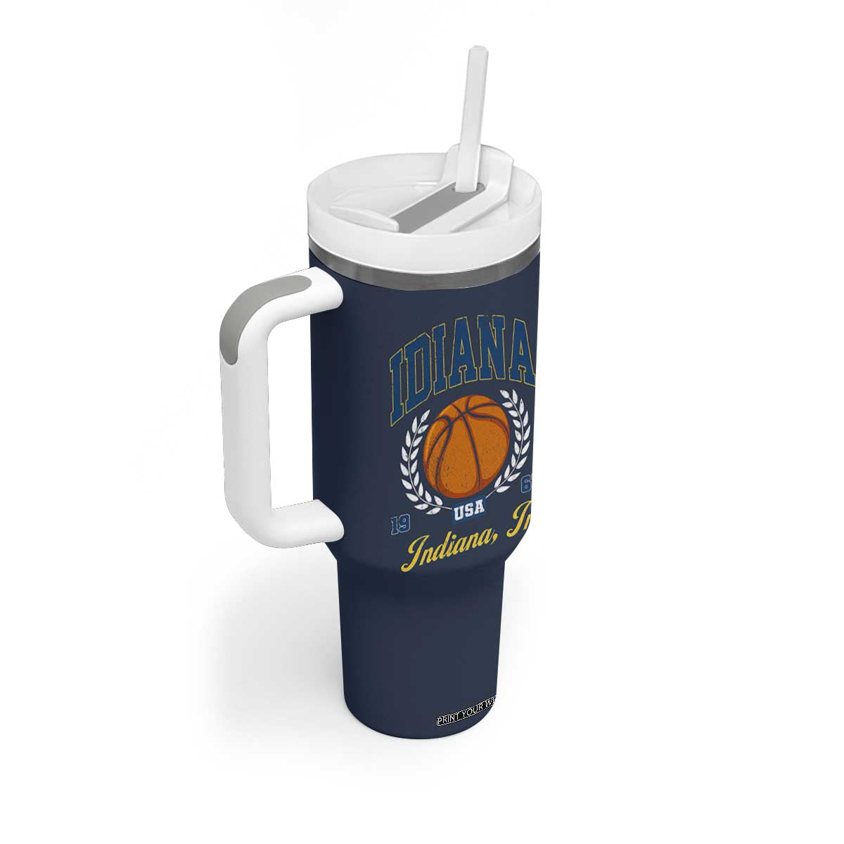 Vintage Indiana Basketball Graphic Tumbler With Handle Retro 1967 Sports Indianapolis IN Fan TS02 Print Your Wear