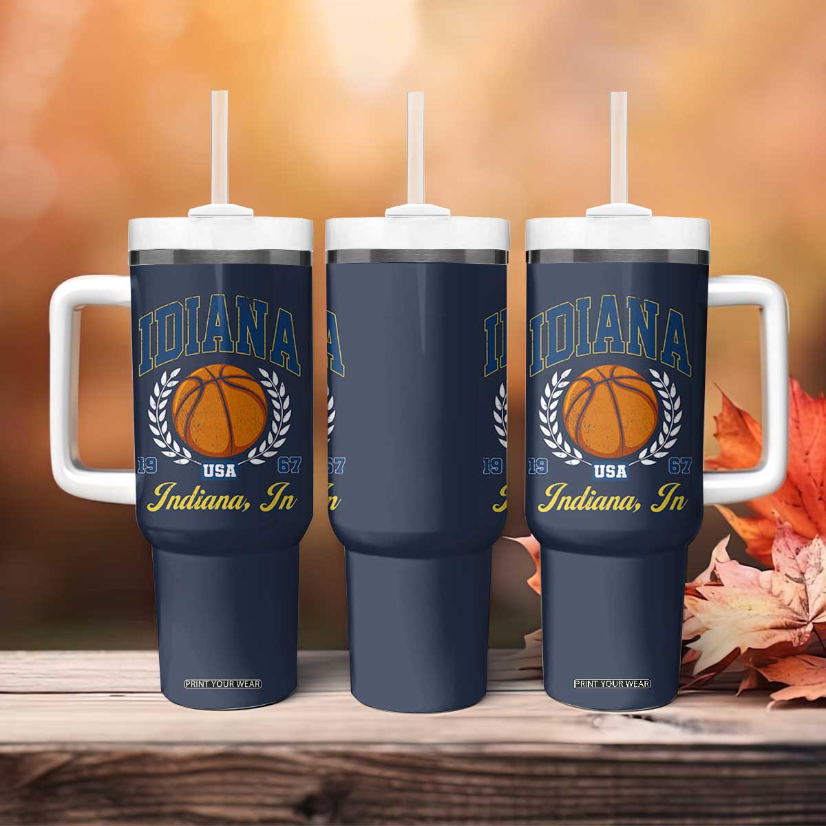Vintage Indiana Basketball Graphic Tumbler With Handle Retro 1967 Sports Indianapolis IN Fan TS02 Print Your Wear