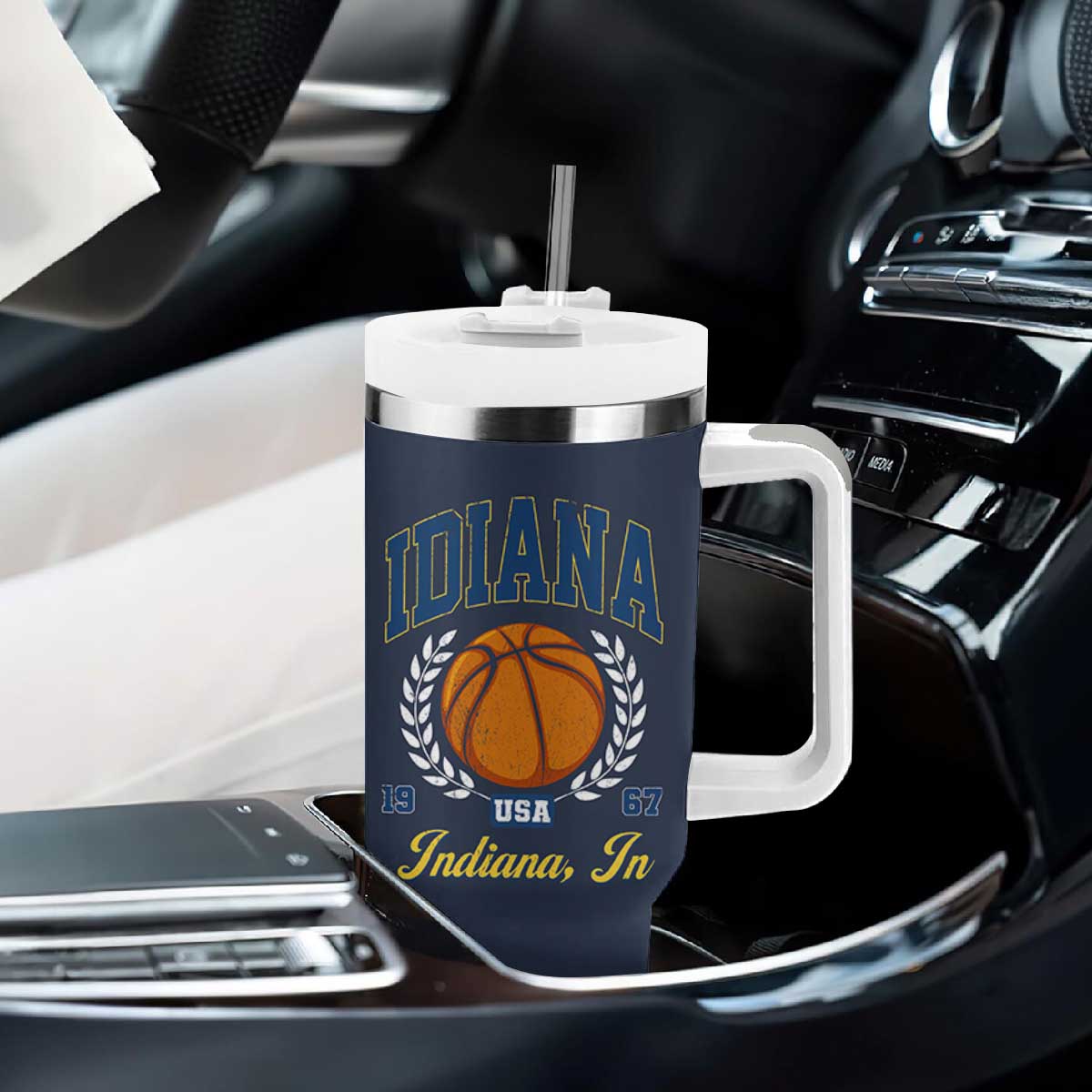Vintage Indiana Basketball Graphic Tumbler With Handle Retro 1967 Sports Indianapolis IN Fan TS02 Print Your Wear