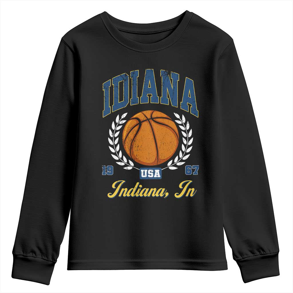 Vintage Indiana Basketball Graphic Youth Sweatshirt Retro 1967 Sports Indianapolis IN Fan TS02 Black Print Your Wear
