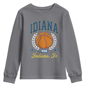 Vintage Indiana Basketball Graphic Youth Sweatshirt Retro 1967 Sports Indianapolis IN Fan TS02 Charcoal Print Your Wear