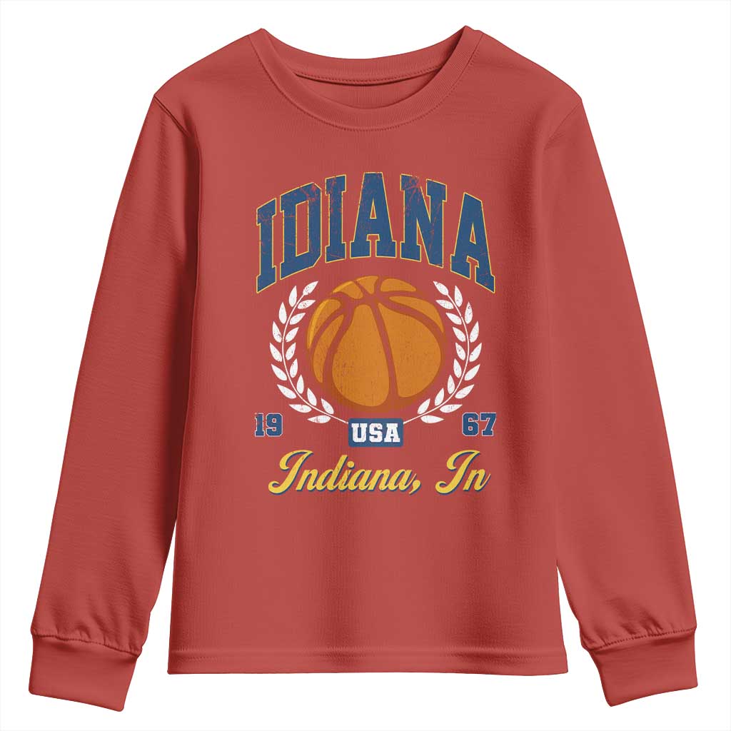 Vintage Indiana Basketball Graphic Youth Sweatshirt Retro 1967 Sports Indianapolis IN Fan TS02 Red Print Your Wear