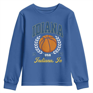 Vintage Indiana Basketball Graphic Youth Sweatshirt Retro 1967 Sports Indianapolis IN Fan TS02 Royal Blue Print Your Wear