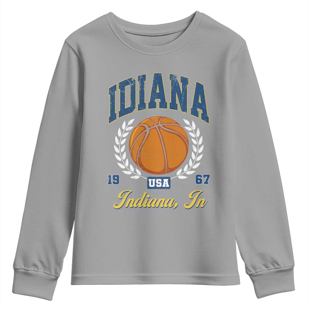 Vintage Indiana Basketball Graphic Youth Sweatshirt Retro 1967 Sports Indianapolis IN Fan TS02 Sport Gray Print Your Wear