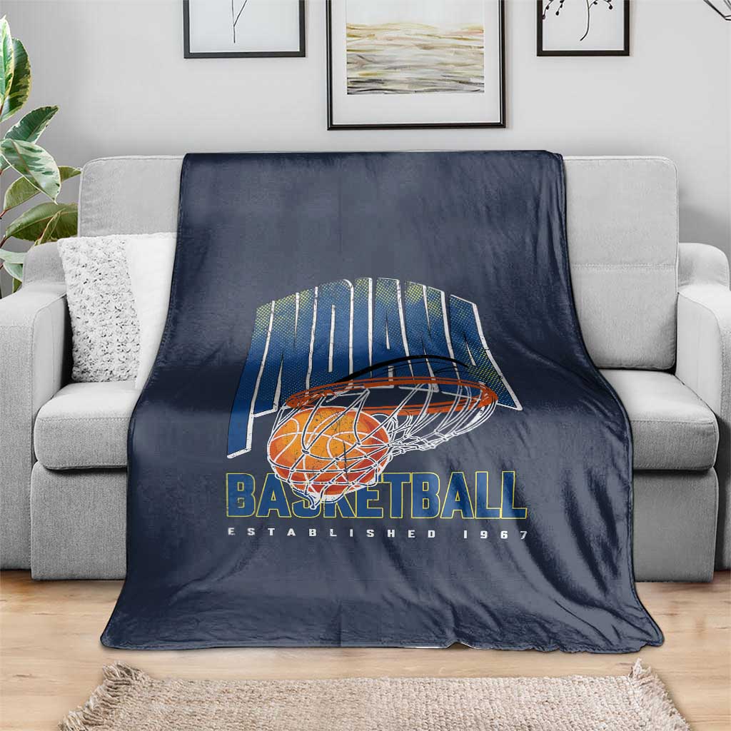 Indiana Basketball Throwback Throw Blanket Retro Hoop Graphic for IN Fans Since 1967 TS02 Print Your Wear