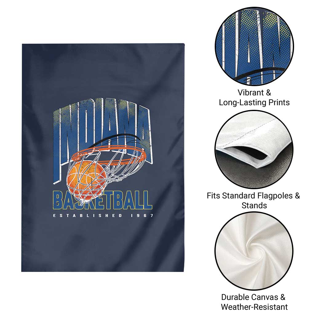 Indiana Basketball Throwback Garden Flag Retro Hoop Graphic for IN Fans Since 1967 TS02 Print Your Wear