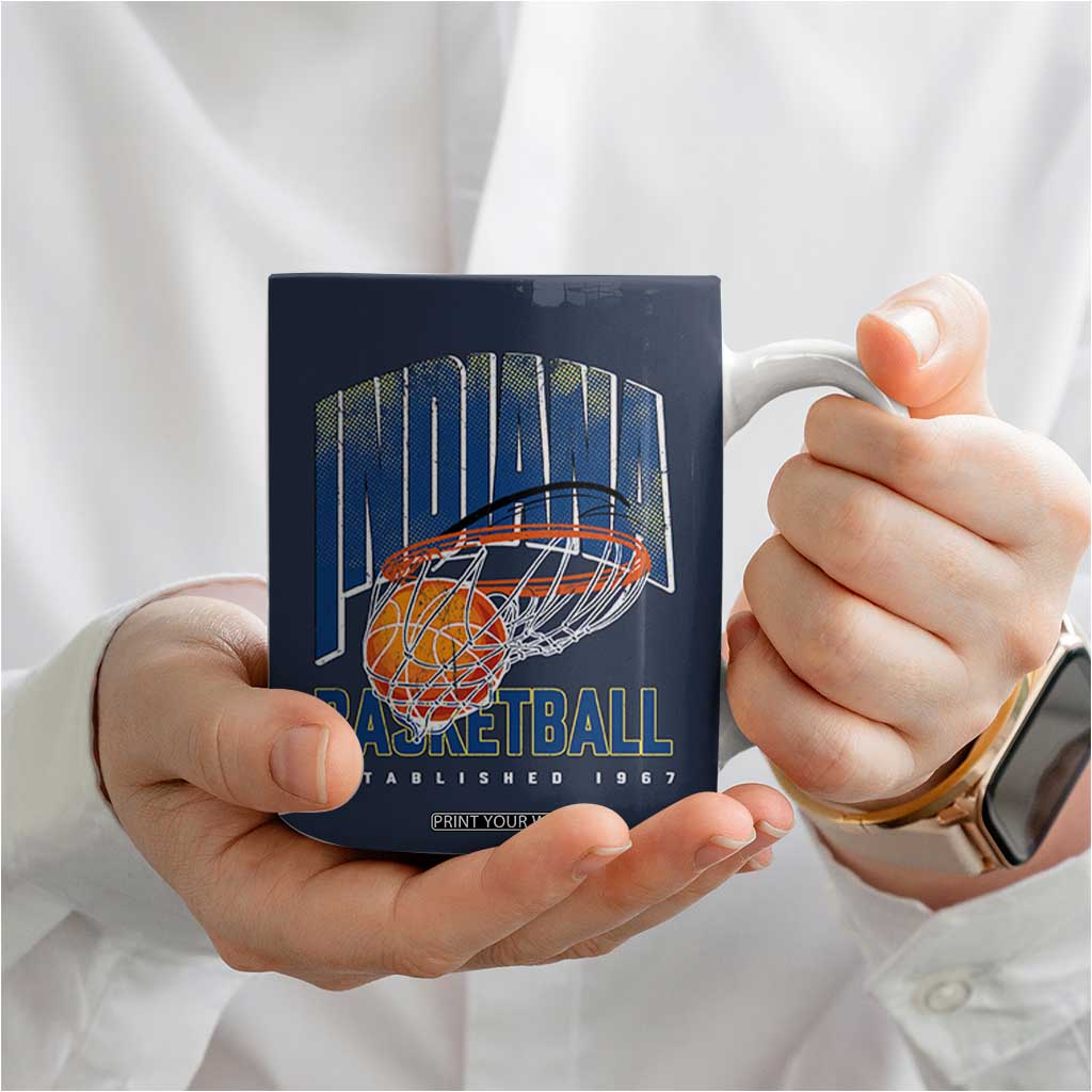 Indiana Basketball Throwback Coffee Mug Retro Hoop Graphic for IN Fans Since 1967 TS02 Print Your Wear