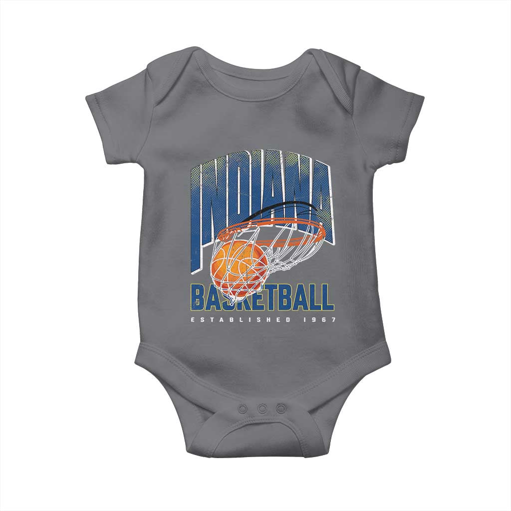 Indiana Basketball Throwback Baby Onesie Retro Hoop Graphic for IN Fans Since 1967 TS02 Charcoal Print Your Wear