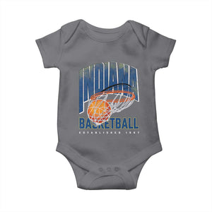 Indiana Basketball Throwback Baby Onesie Retro Hoop Graphic for IN Fans Since 1967 TS02 Charcoal Print Your Wear