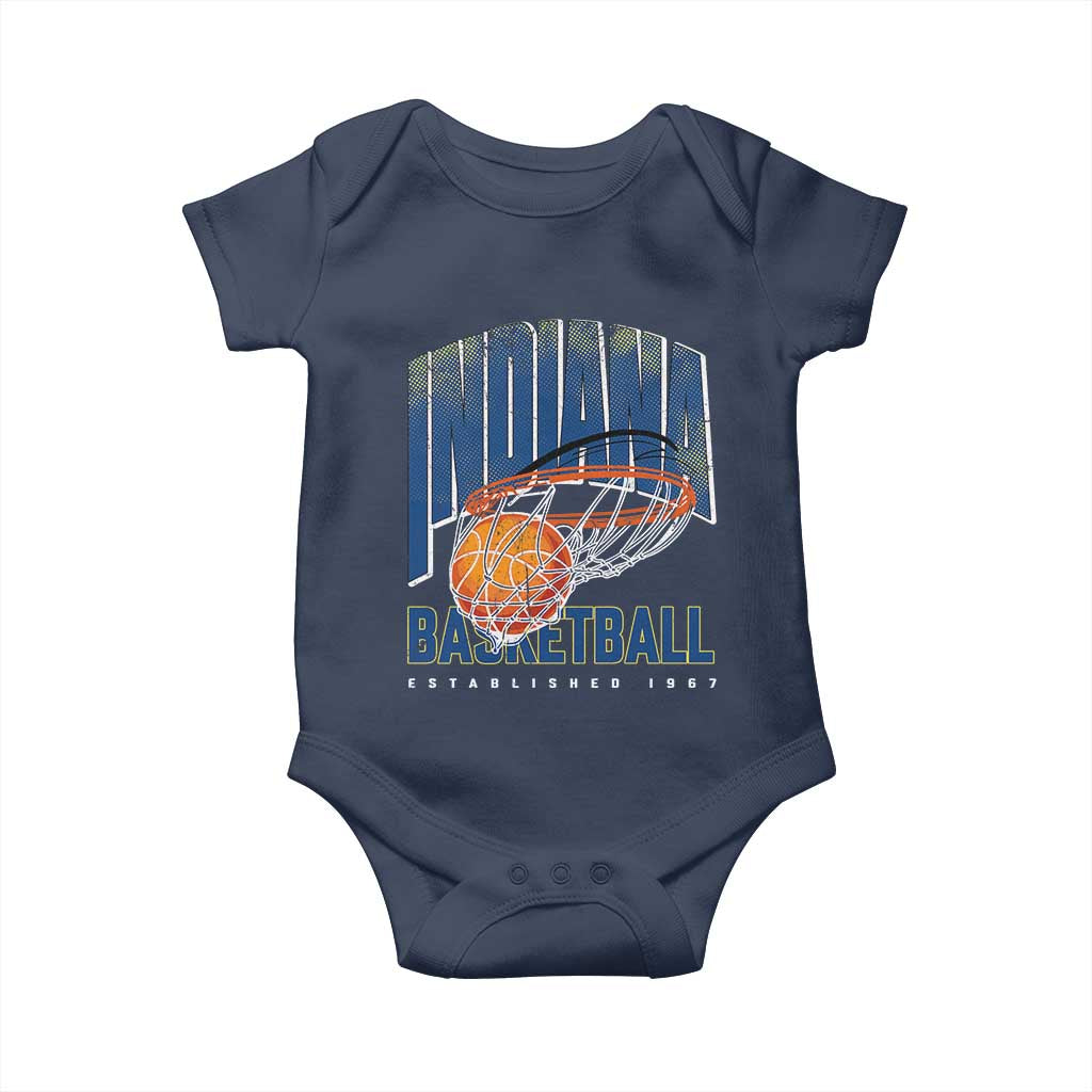 Indiana Basketball Throwback Baby Onesie Retro Hoop Graphic for IN Fans Since 1967 TS02 Navy Print Your Wear
